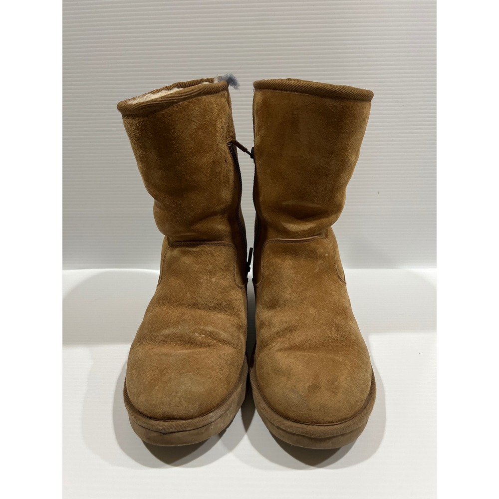 UGG Australia 1006031 Chestnut Suede Side Zip Shearling Boots Womens 6